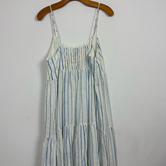 Madewell Cami Tier Midi Linen Dress in Stripe Euro Summer Capsule Women’s 14 - Picture 7 of 9